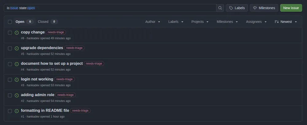 GitHub issues before running the workflow