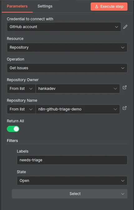 GitHub Get Issues node
